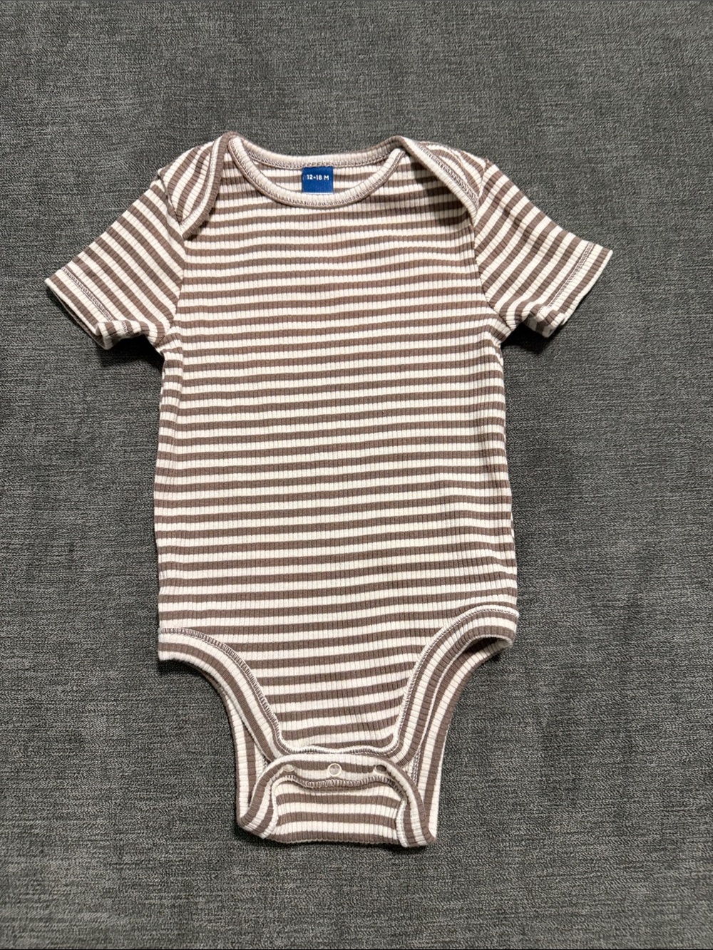 Old Navy Brown and Cream Ribbed Striped Short-Sleeve One-Piece